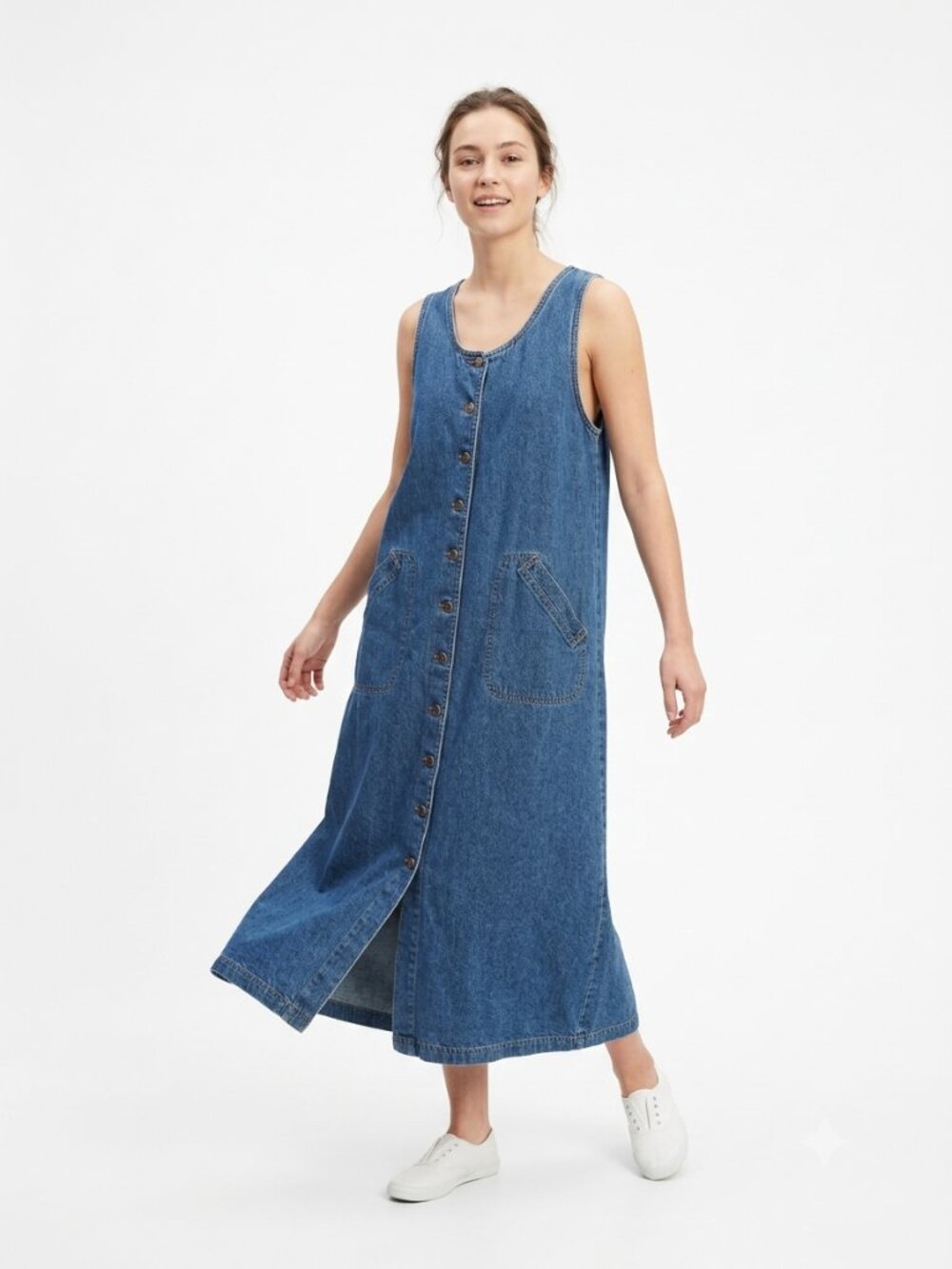 Vintage Sonoma Overall Dress Denim Blue Cottage Country Y2K L